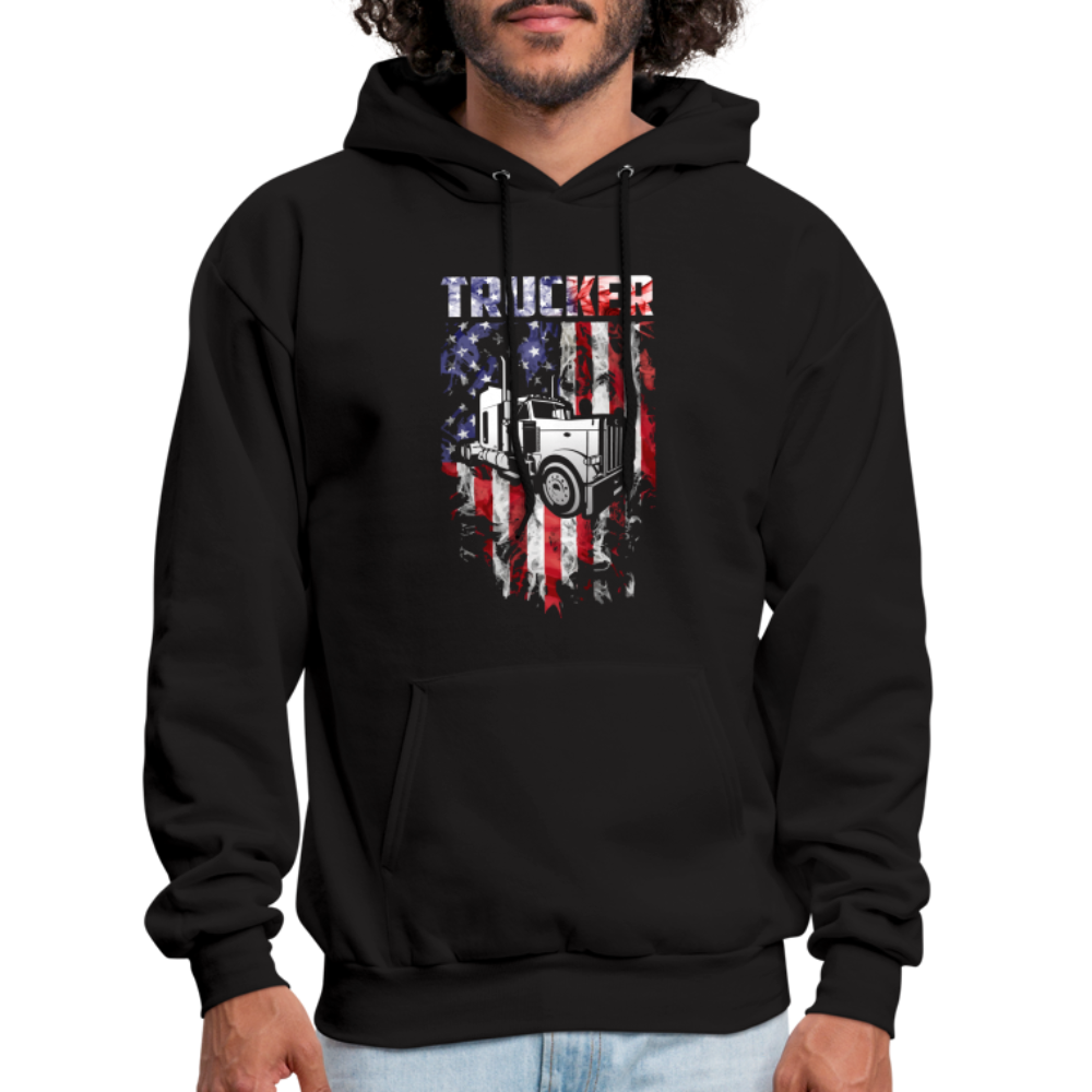 Americn Flag Patriotic Trucker Hoodie - black