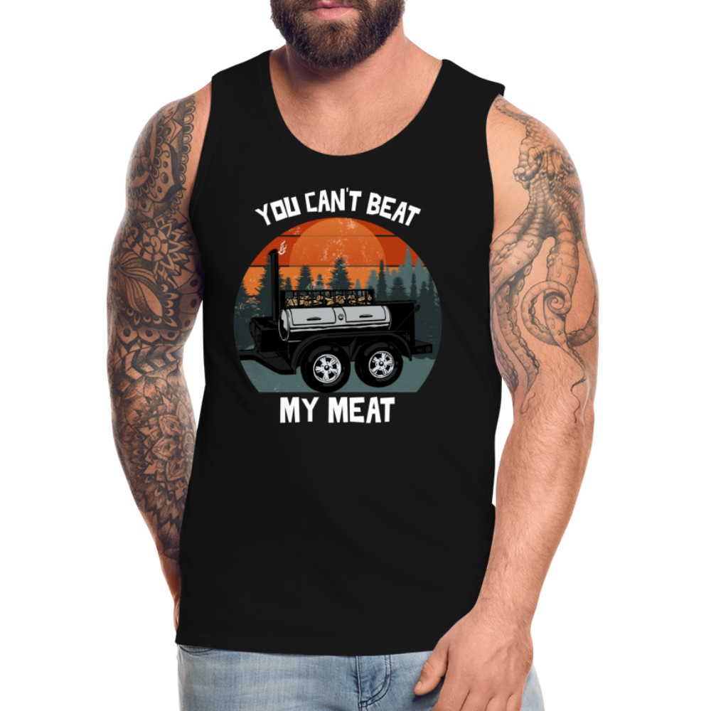 BBQ Grilling You Can't Beat Funny Meat Smoking  Men’s Premium Tank - black