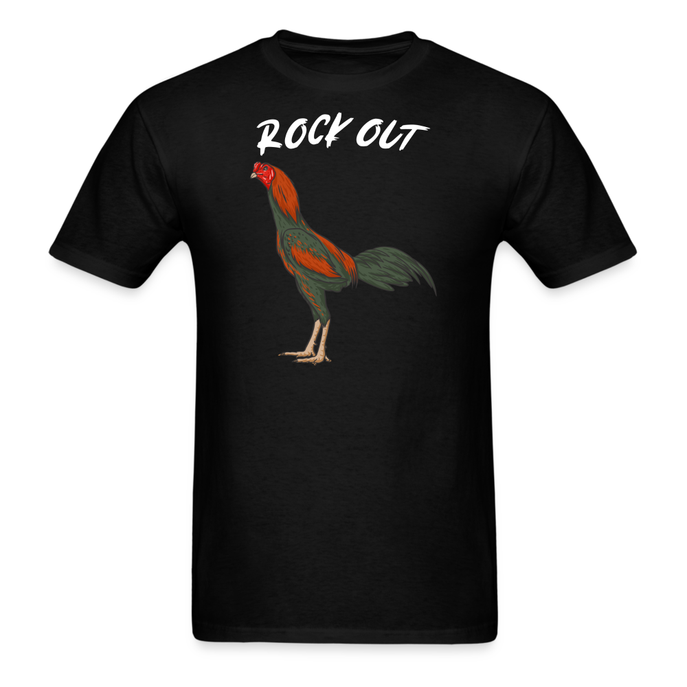 Rooster Funny Rock Out Unisex T-Shirt - black