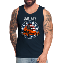 Load image into Gallery viewer, How I Roll Funny Zero Turn Lawn Mower Men’s Premium Tank - deep navy
