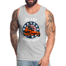 Load image into Gallery viewer, Just A Boy Who Loves Mowers Men’s Premium Tank - heather gray
