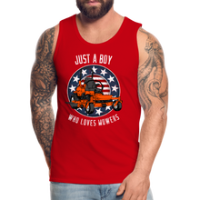 Load image into Gallery viewer, Just A Boy Who Loves Mowers Men’s Premium Tank - red

