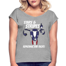 Load image into Gallery viewer, Stars and Stripes Reproductive Rights Women&#39;s Roll Cuff T-Shirt - heather gray
