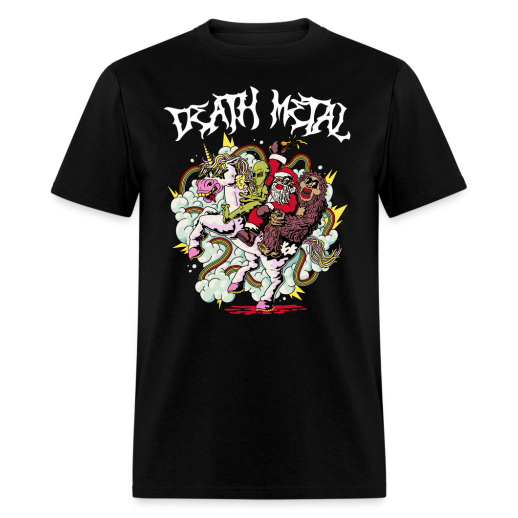 Death Metal Unicorn Rainbow Big Foot Santa Alien Funny Unisex T-Shirt