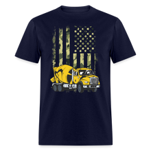 Load image into Gallery viewer, Cement Truck Driver Concrete Mixer Camouflage American Flag Unisex T-Shirt - navy
