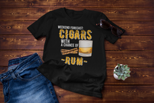 Load image into Gallery viewer, Weekend Forecast Cigars with Chance of Rum Gifts Unisex Classic T-Shirt
