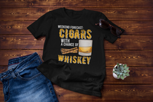 Load image into Gallery viewer, Weekend Forecast Cigars with Chance of Whiskey Gifts Unisex Classic T-Shirt
