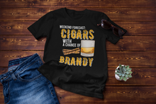 Load image into Gallery viewer, Weekend Forecast Cigars with Chance of Brandy Gifts Unisex Classic T-Shirt
